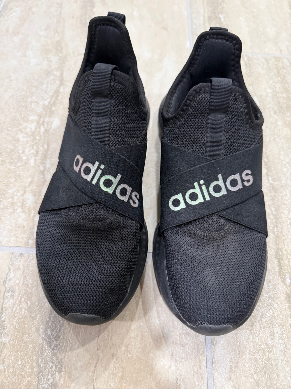 Adidas Women’s Black Slip-On Sneakers with White Logo